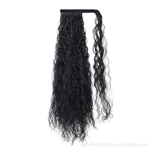 aishili wholesale long water wave drawtring ponytails synthetic extension for black women